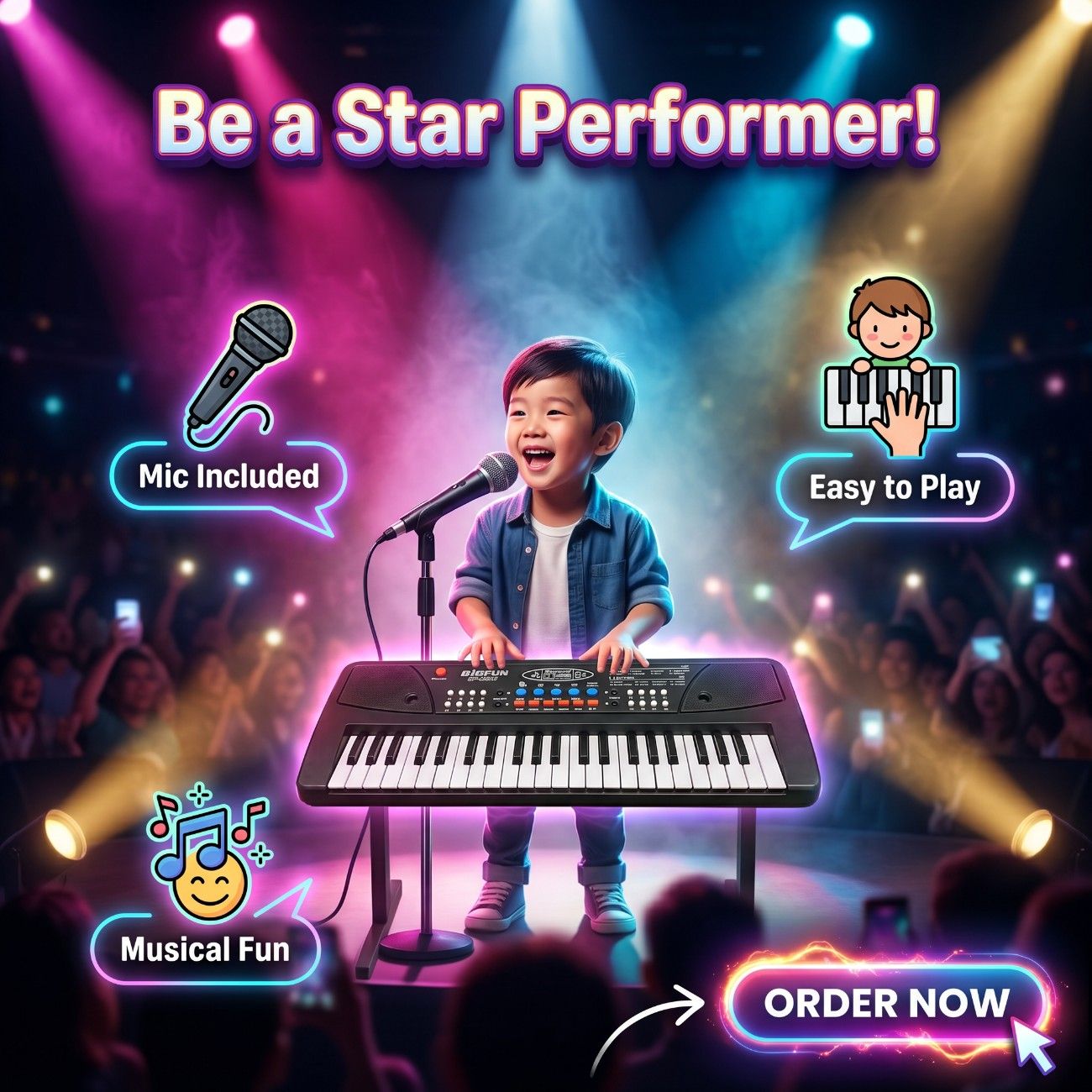 Kids Piano Keyboard 37 Keys with Microphone | Electronic Musical Toy for Children
