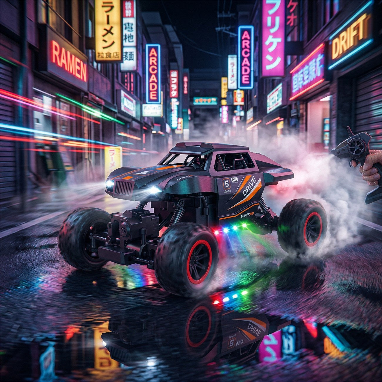 2.4GHz RC 4x4 Off-Road Climbing Spray Truck – Remote Control Monster Truck with Lights & Sound
