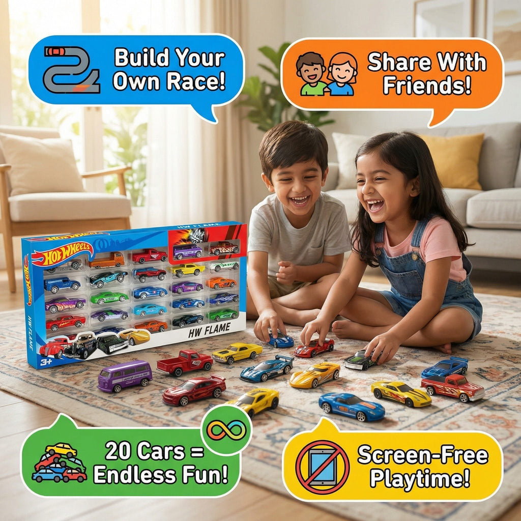 Hot Wheels 20 Cars Bundle – Classic & Sports Mini Car Collection