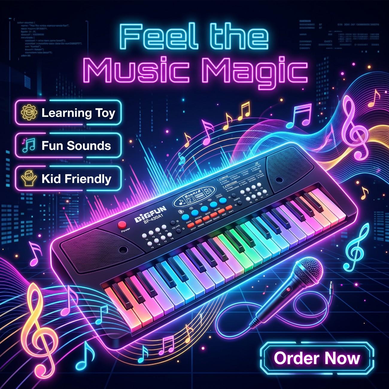 Kids Piano Keyboard 37 Keys with Microphone | Electronic Musical Toy for Children