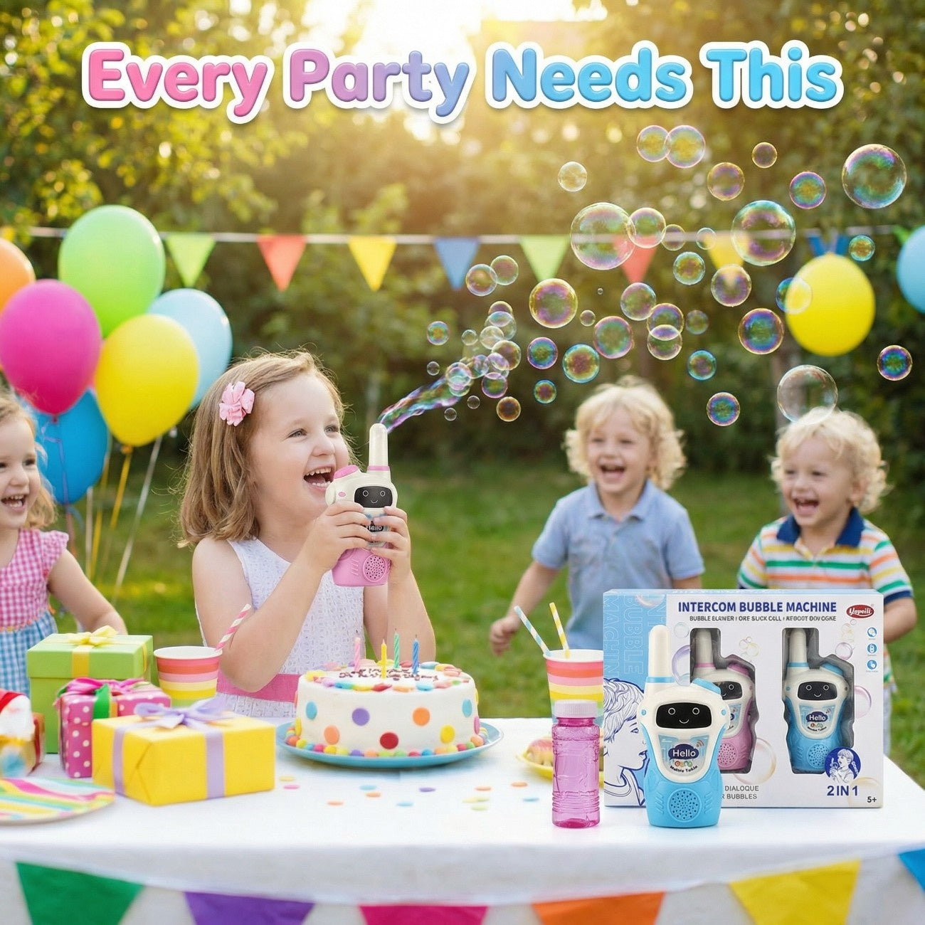 Kids Walkie Talkie Intercom – Two Way Radio with Bubble Machine