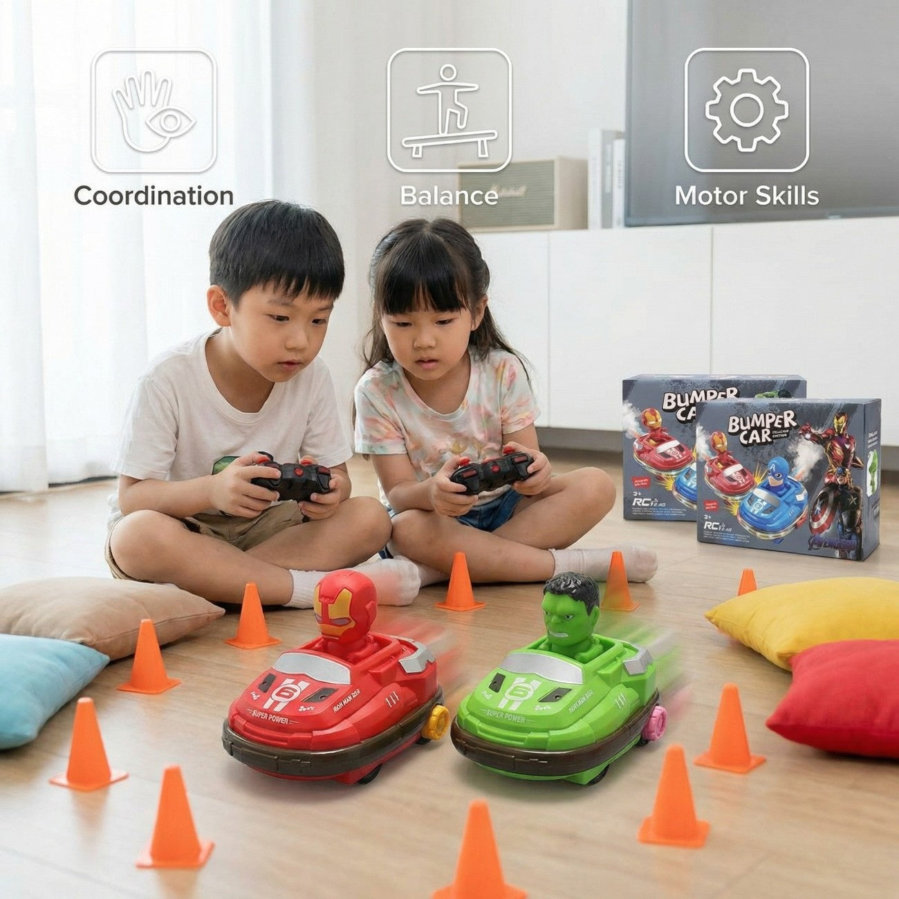Avengers Superhero RC Bumper Car for Kids (Set of 2)