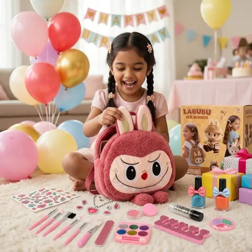 Labubu Cute Backpack Includes Makeupset for Girls