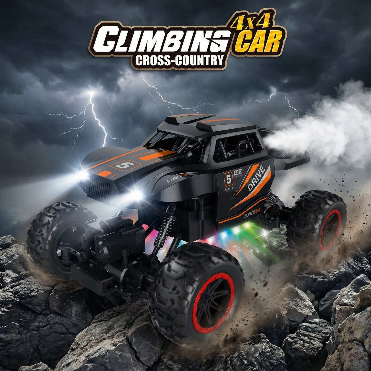 2.4GHz RC 4x4 Off-Road Climbing Spray Truck – Remote Control Monster Truck with Lights & Sound