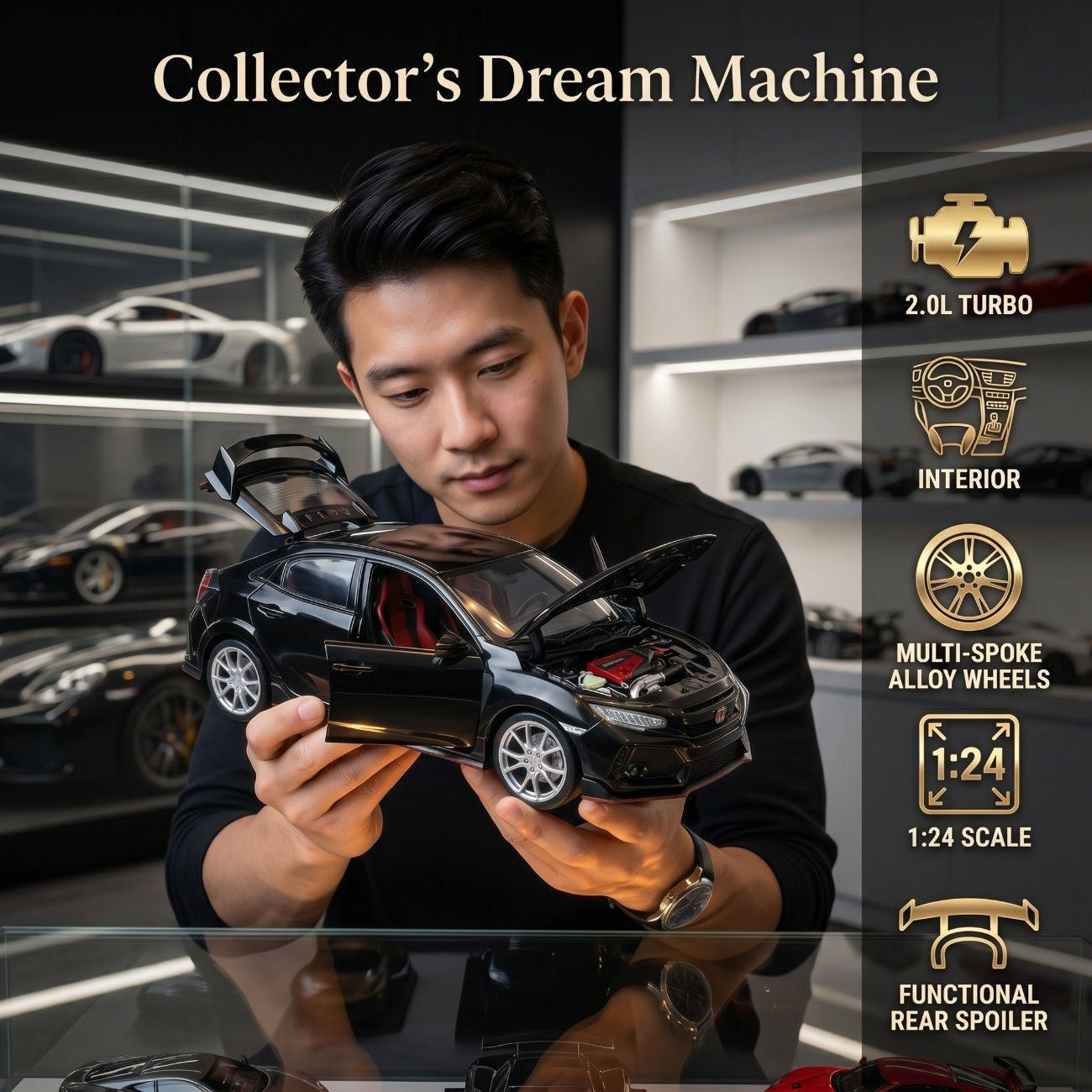 Premium Diecast Honda Civic Type-R Model Car – Collector Edition Alloy (1:24 Scale)