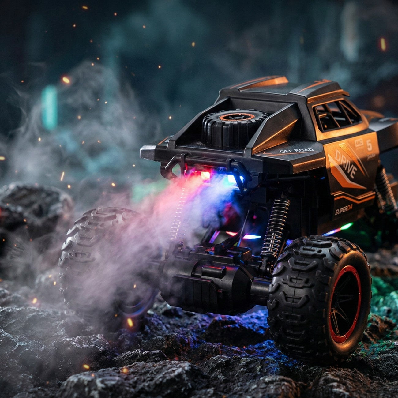 2.4GHz RC 4x4 Off-Road Climbing Spray Truck – Remote Control Monster Truck with Lights & Sound