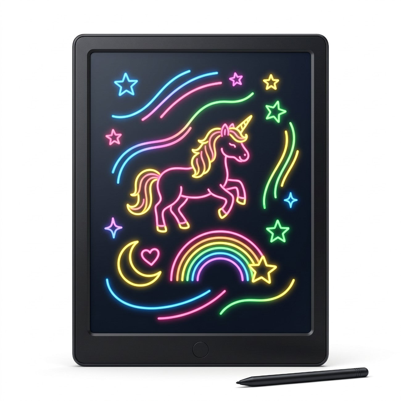 Creative Neon Colorful Light LCD Drawing Tablet 10.7" – Reusable Writing & Learning Pad for Kids