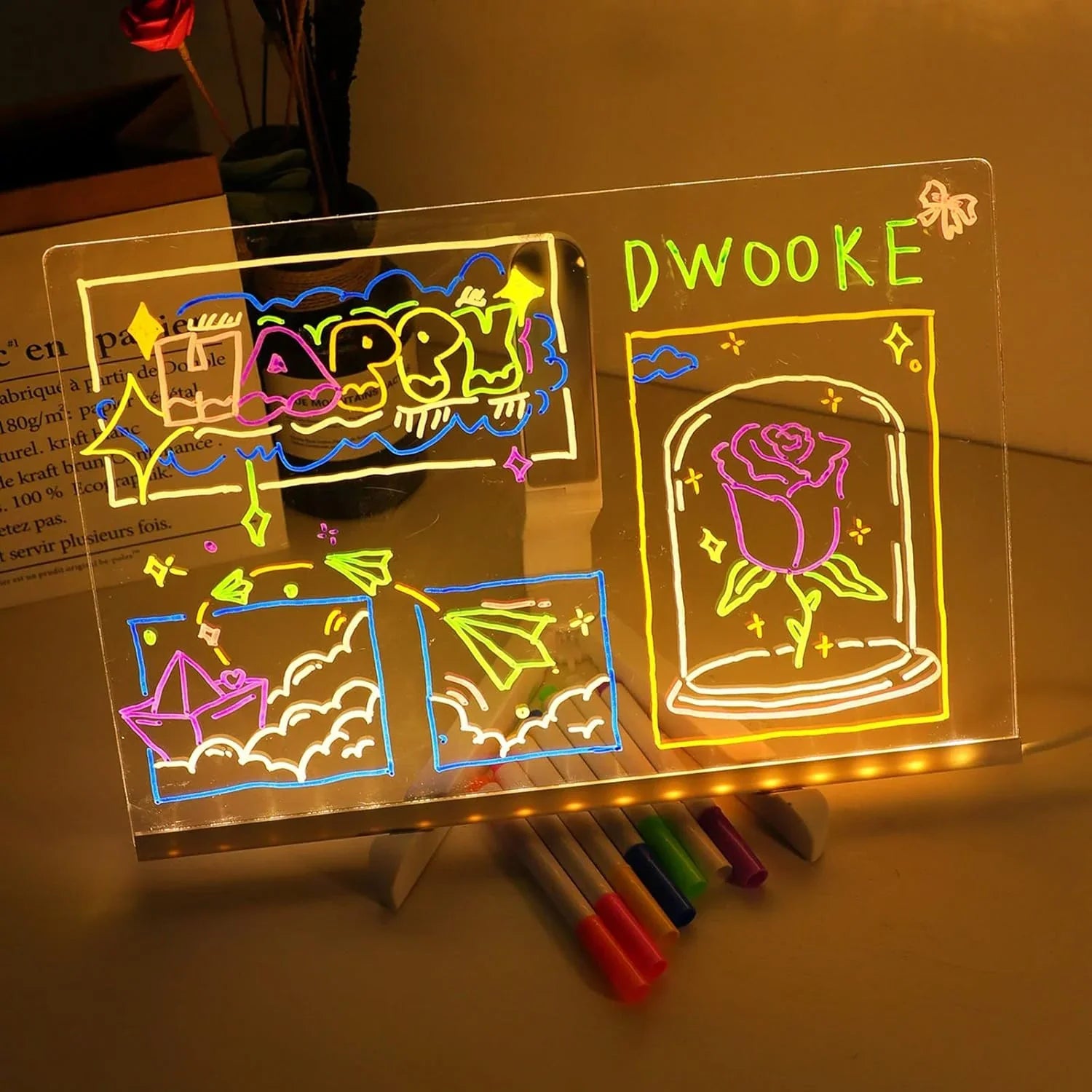 LED Glow Drawing Board for Kids – Creative Light-Up Message & Doodle Board