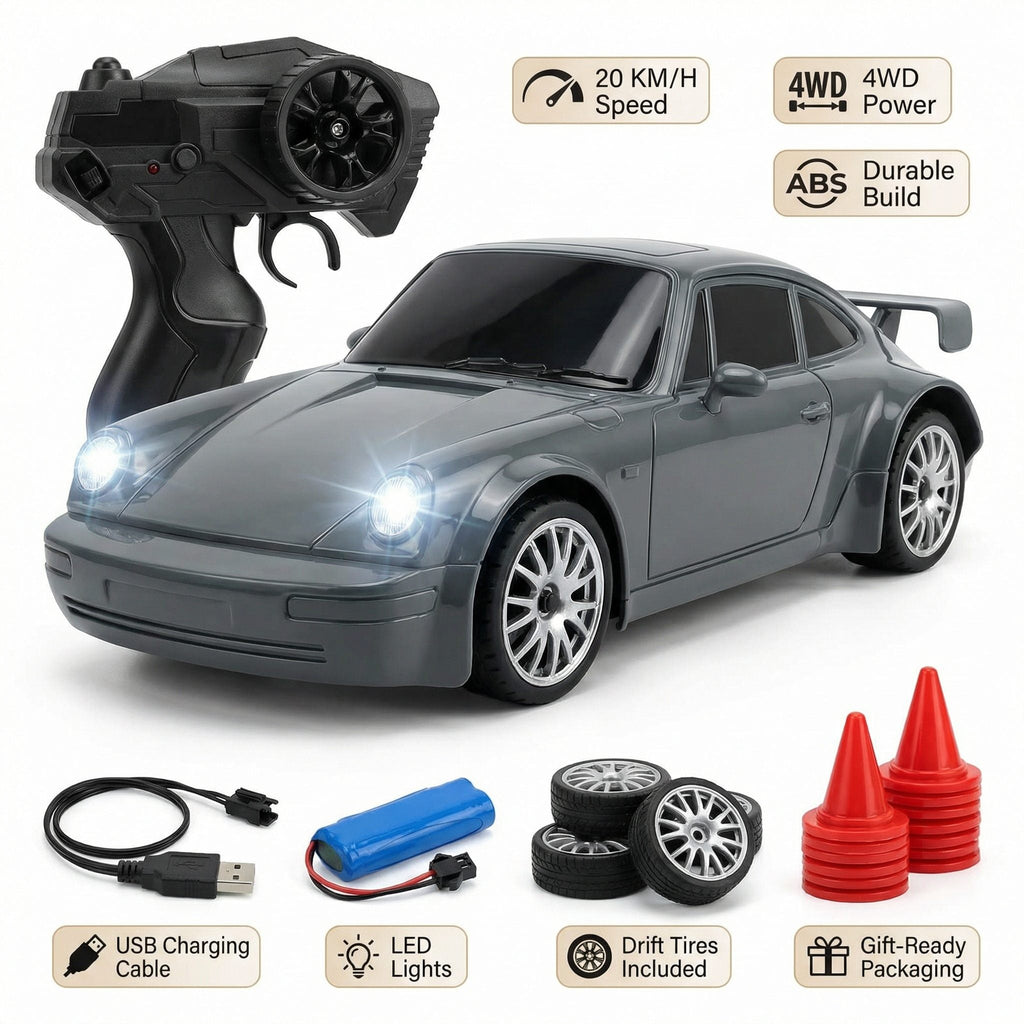 Porsche 911 1:24 Scale High-Speed 4WD RC Drift Car 20KMH