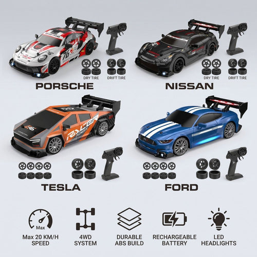 1.24 Scale High-Speed 4WD RC Drift Car 20KMH