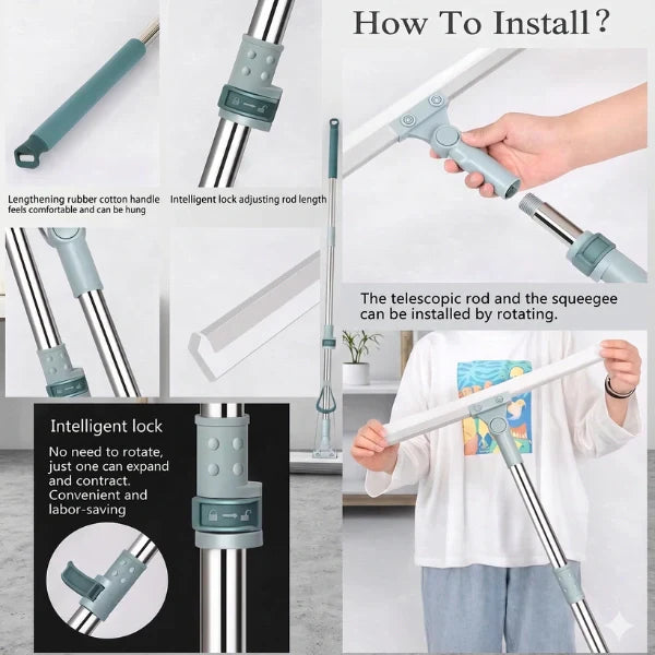 Original Silicon Multipurpose Wiper | Extendable-Rod | Silicon Blade | 180° Rotating Head