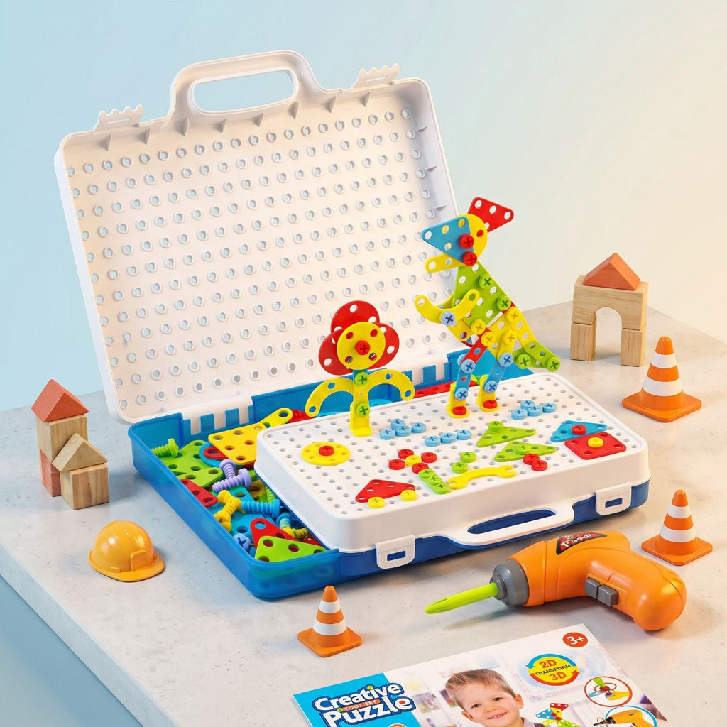 Creative Tool Set Puzzle Toy – DIY Building & Screw Tool STEM Educational Set for Kids
