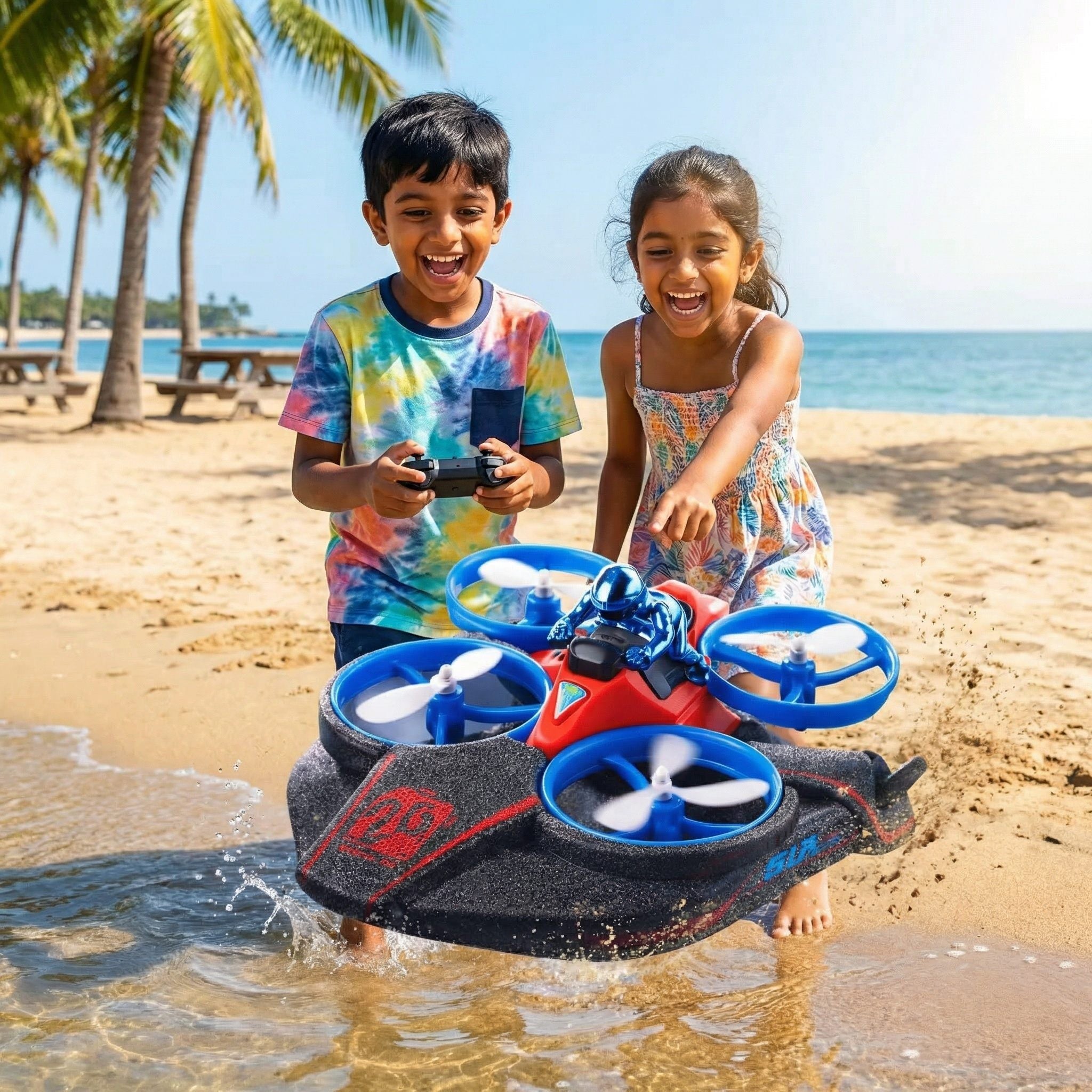 3-in-1 RC Quadcopter – Sea, Land & Air Remote Control Flying Vehicle