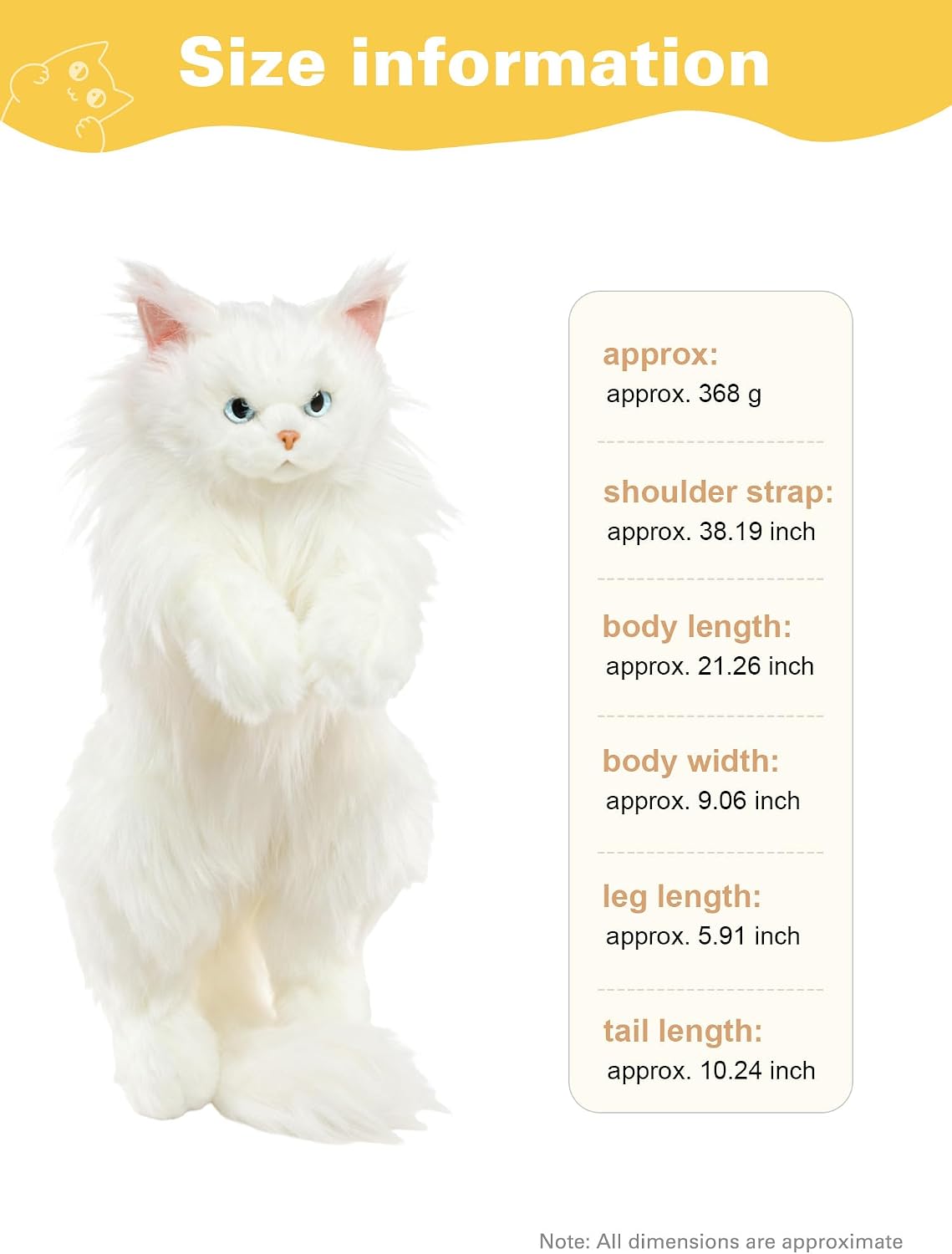 Stuffed Realistic MaineCoon Cat Backpack - Cat Shaped Backpack Gift for Women - Carry Over Shoulder, on One Shoulder or Crossbody with Adjustable Straps