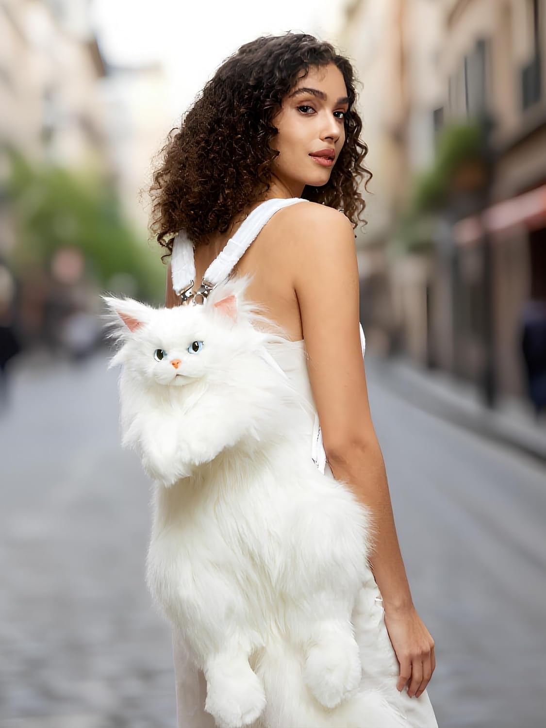 Stuffed Realistic MaineCoon Cat Backpack - Cat Shaped Backpack Gift for Women - Carry Over Shoulder, on One Shoulder or Crossbody with Adjustable Straps