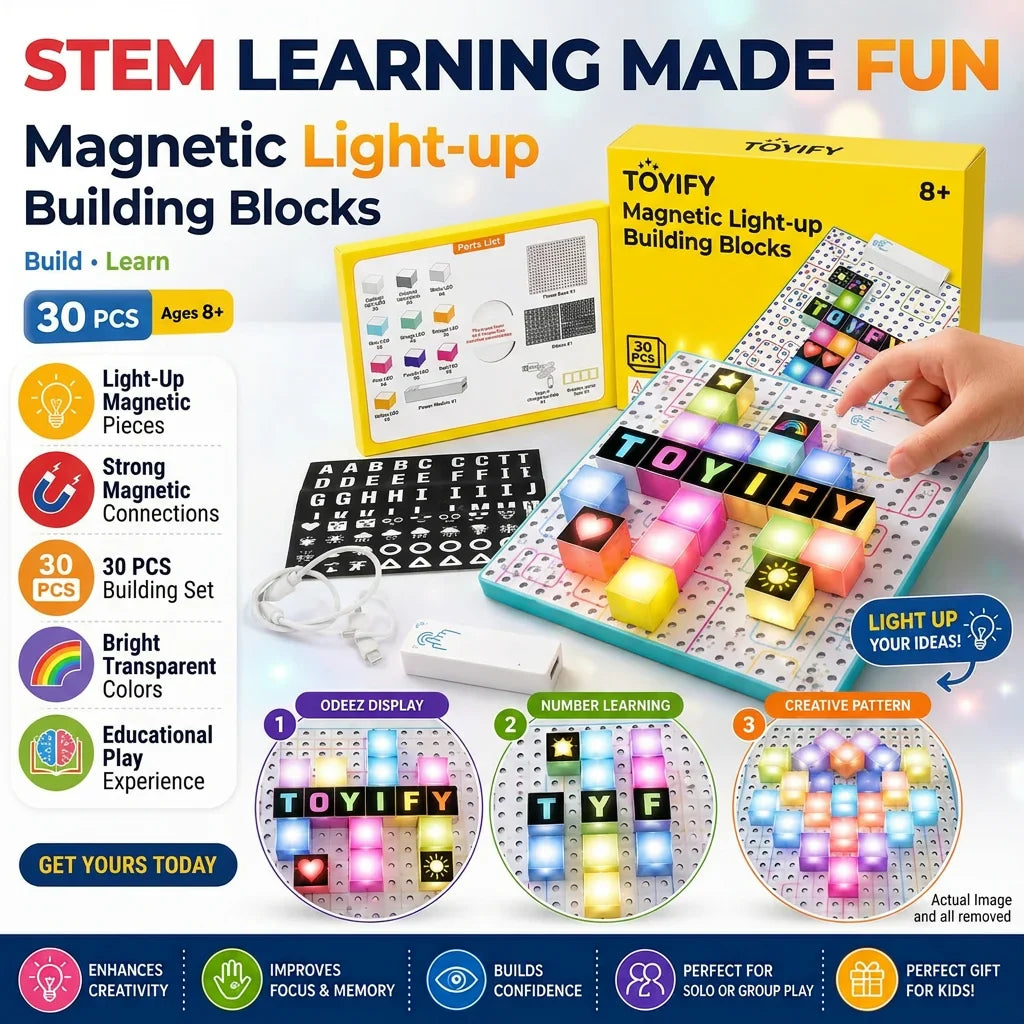 30Pcs Touch Light-Up Magnetic Building Blocks