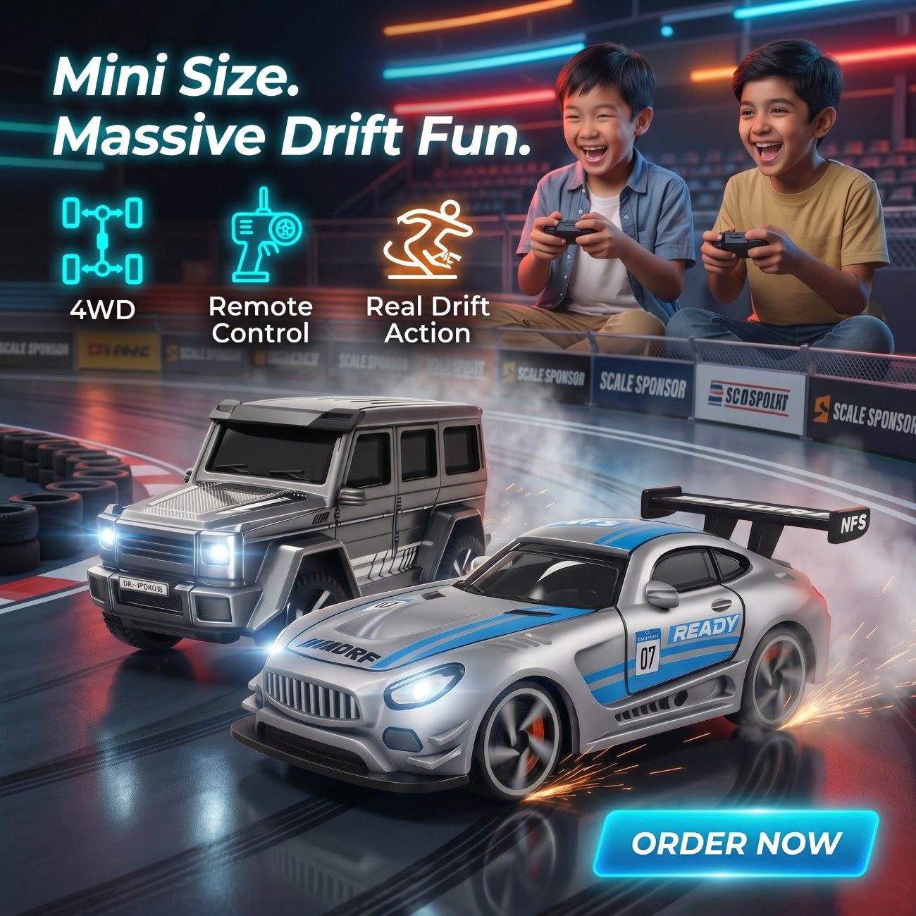1:64 Micro Drift RC Car – 4WD Mini Desktop Drift Car with App & Remote Control