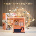 Kids ATM Money Box Electronic Piggy Bank with Fingerprint Sensor, Password Lock, LED Lights & Auto Cash Deposit for Kids
