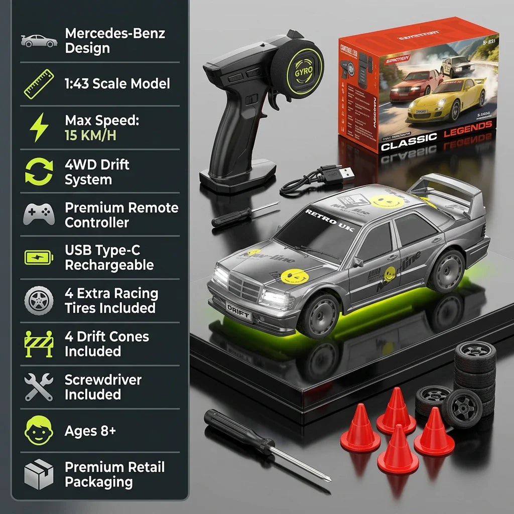 1:43 Mercedes Evo II RC Drift 15km/h