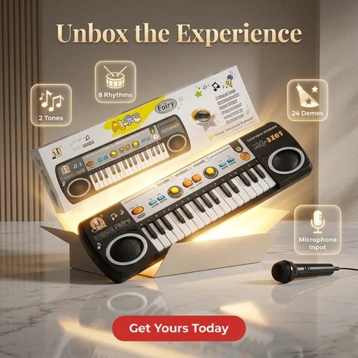 31 Keys Electronic Keyboard Piano 3 Tones 8 Rhythm Lesson Mode Piano Toy with Microphone