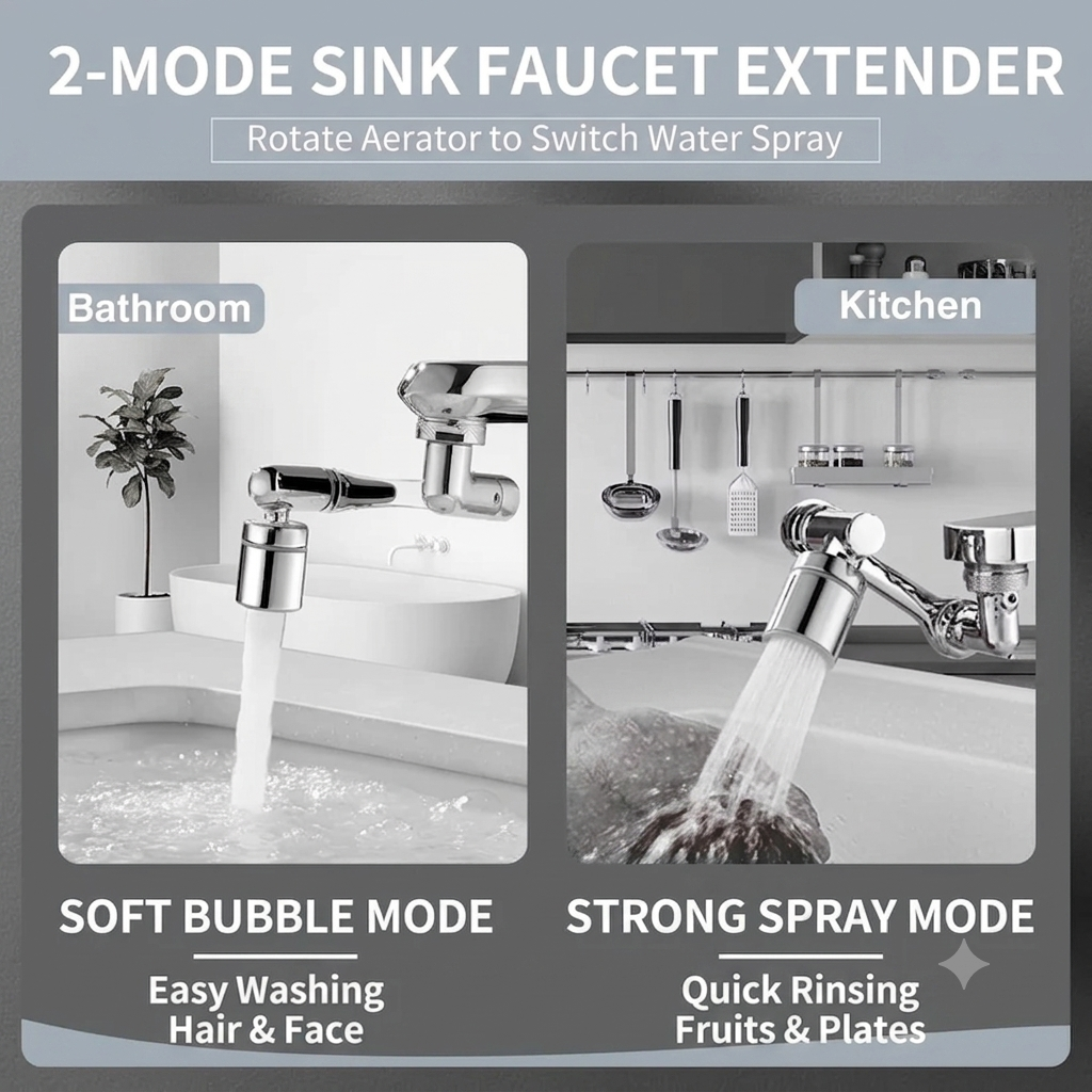 Rotating Faucet/Tap Extender | Stainless Steel | 1080° rotation