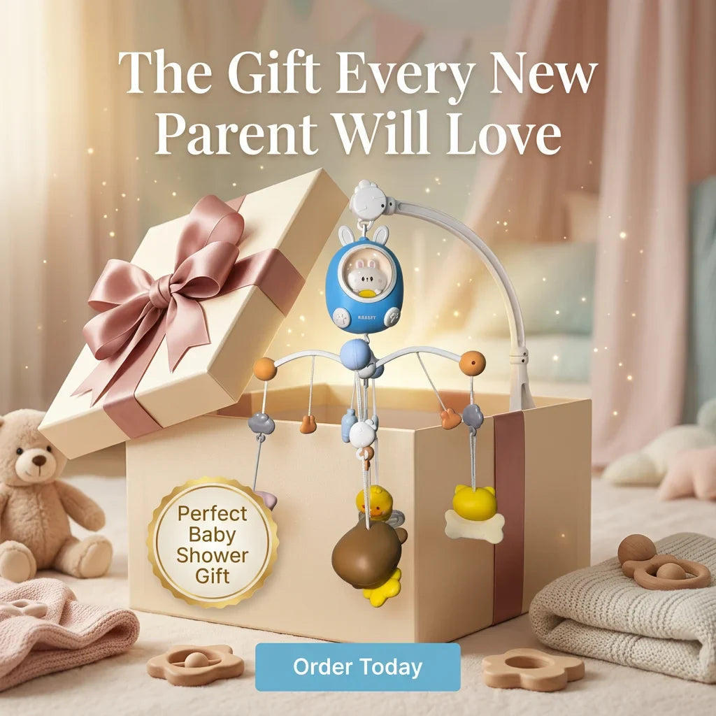 Kids Baby Cute Rabbit Soothing Bed Bell Children's Music Toys with Sleep Aid Night Light and Music Soothing Function