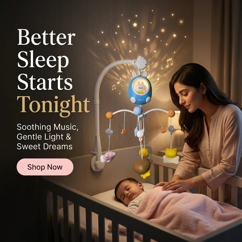 Kids Baby Cute Rabbit Soothing Bed Bell Children's Music Toys with Sleep Aid Night Light and Music Soothing Function