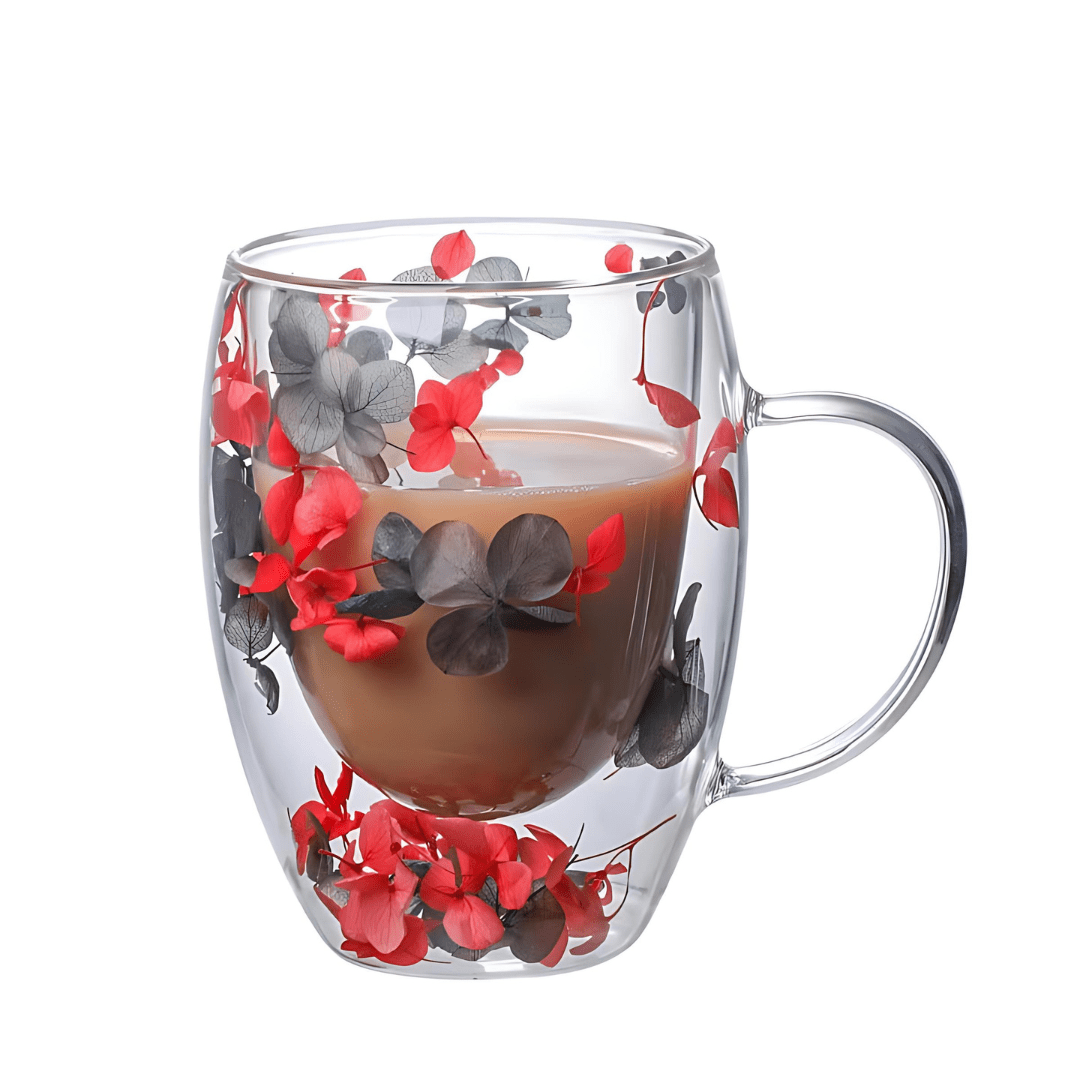 Aesthetic Dried Flower Glass , Double Wall Glass ( Imported )