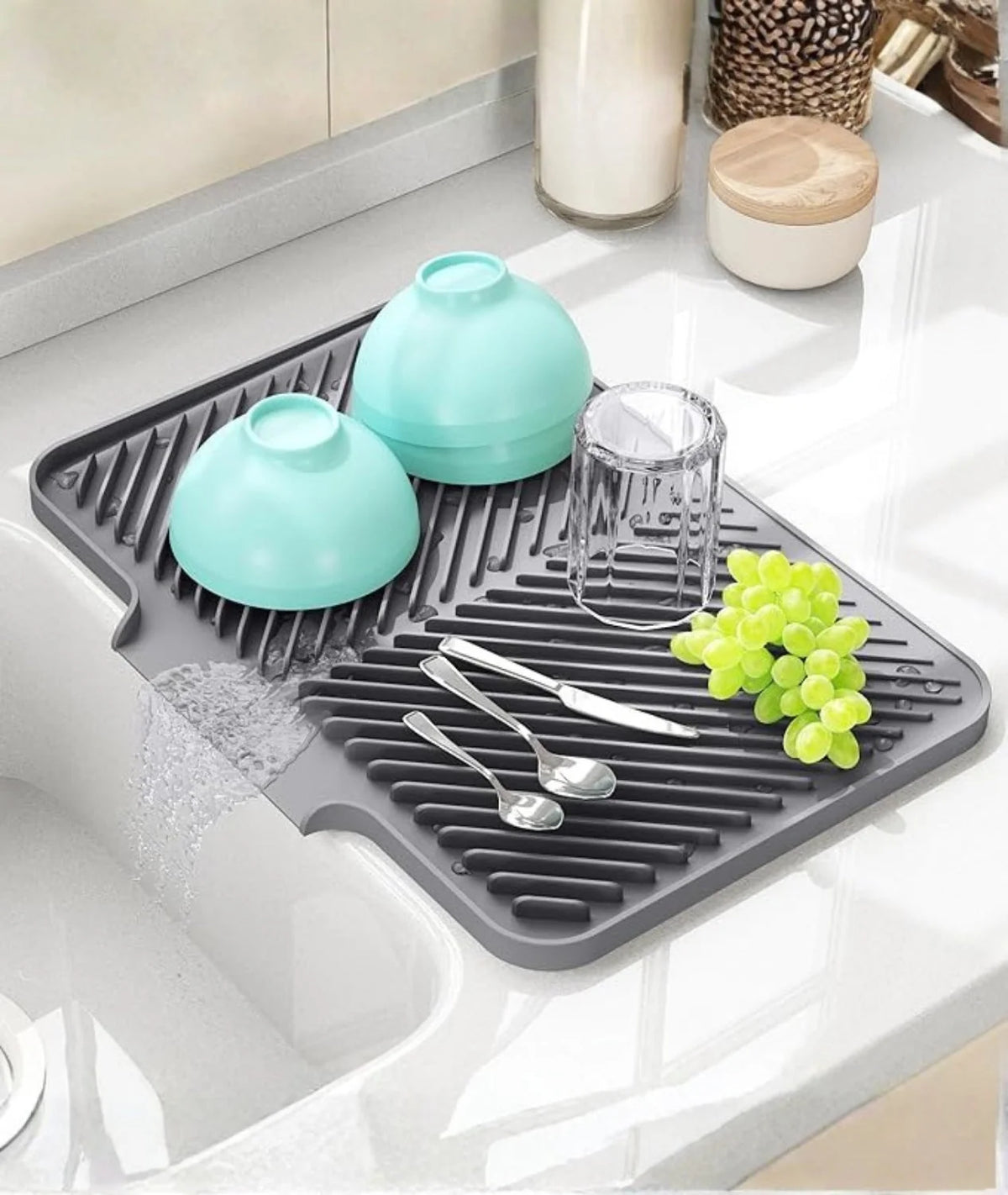 Silicone Dish Drying Mat with Smart Drainage