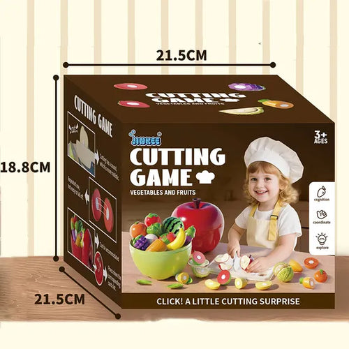 25 PCS Montessori Fruit & Vegetable Cutting Toy Set – Preschool Kitchen Food Play Set for Kids