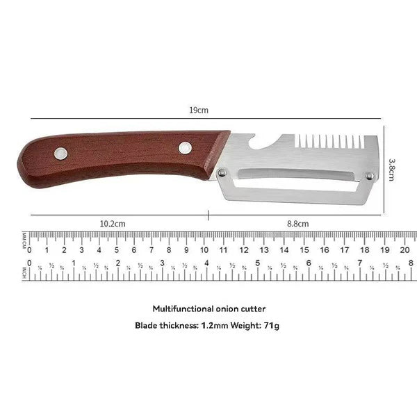 3-in-1 Multifunctional Peeler Knife with Bottle Opener & Wooden Handle