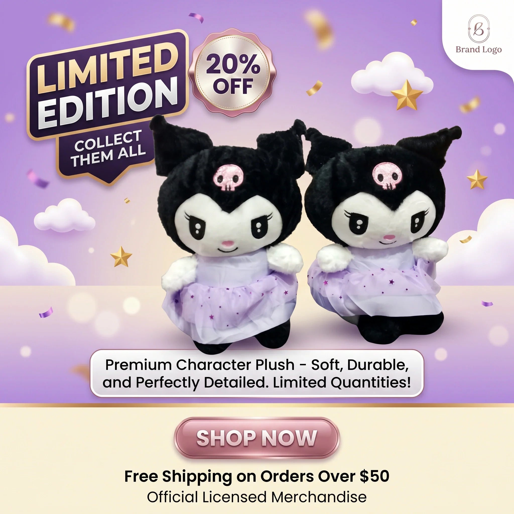 Cute Gothic Princess Plush Doll – Soft Stuffed Character Toy