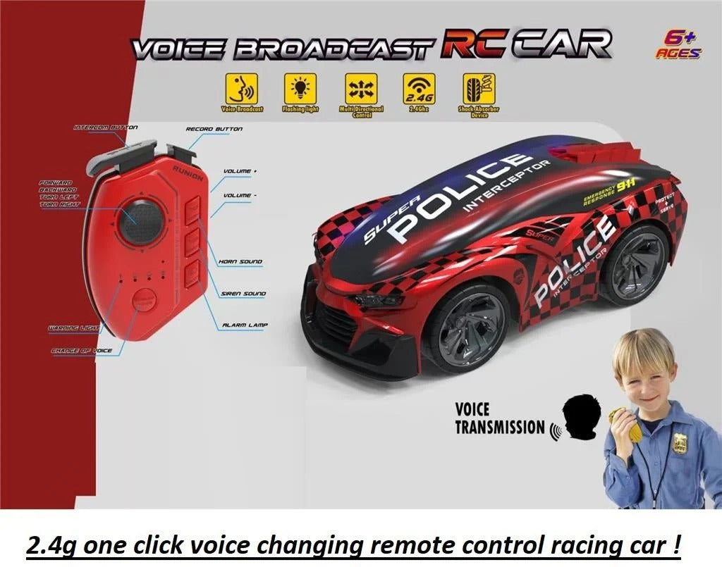 2.4GHz RC Voice Broadcast Police Car – Remote Control Patrol Car with Lights & Siren