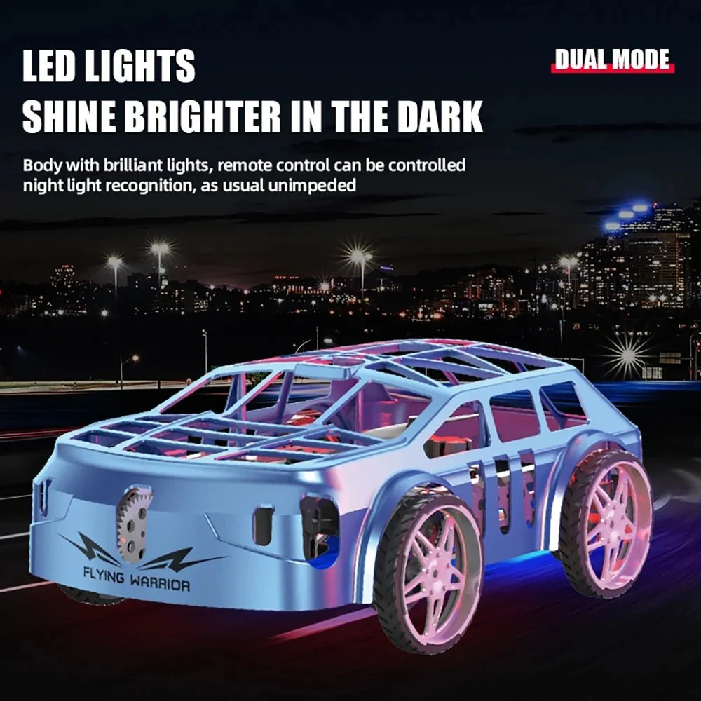 2-In-1 Flying RC Car Toy for Kids – Remote Control Land & Air Drone Car with LED Lights