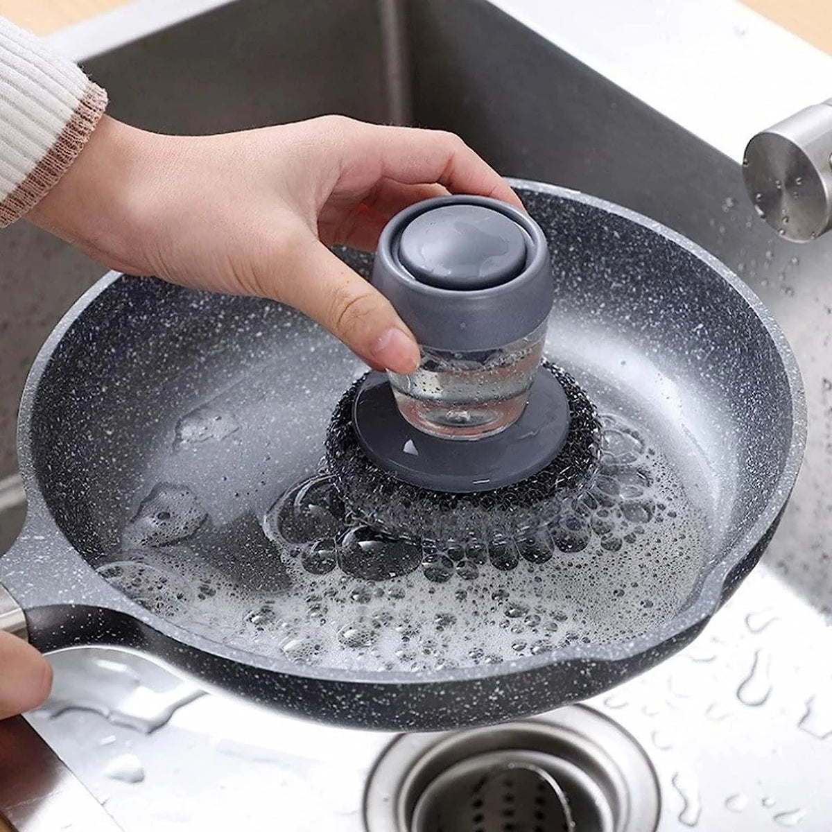 2 in 1 Smart Soap Dispensing Dishwashing Scrubber