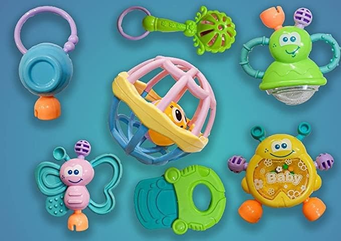 Baby Rattle Toy Set – Assorted Shapes Colorful Infant Sensory Rattles