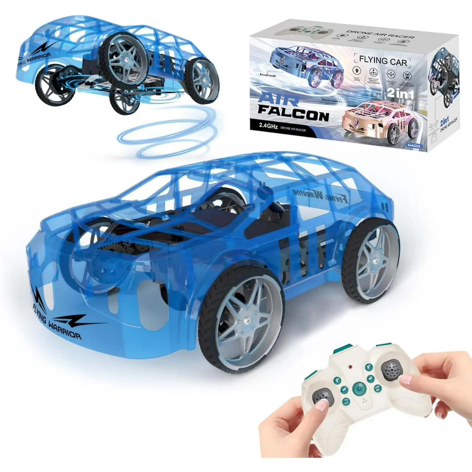 2-In-1 Flying RC Car Toy for Kids – Remote Control Land & Air Drone Car with LED Lights