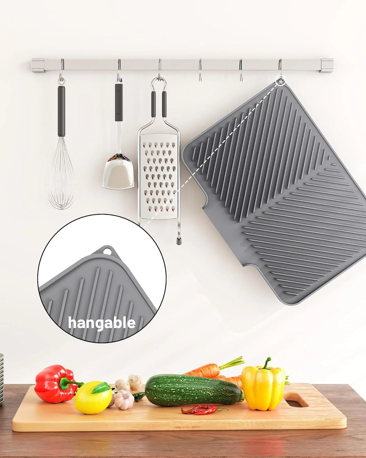 Silicone Dish Drying Mat with Smart Drainage
