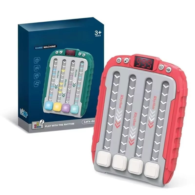Electronic Rhythm Music Puzzle Game Machine Montessori Pockets Travel Toy Light Up Educational Sensory Fast Push Table Game