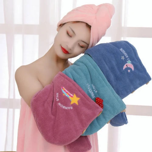 Microfiber Magic Hair Fast Dryer Turban Towel Bath Wrap Hat Quick Dry Cap